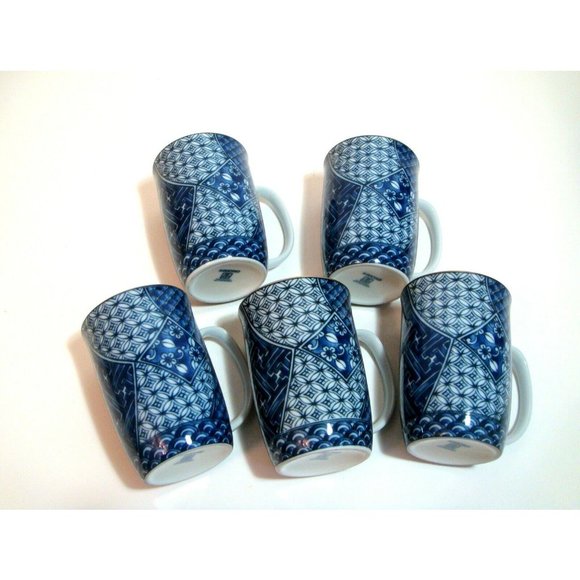 Takahashi Mugs Kimono Blue and White Set of Five - Picture 5 of 7